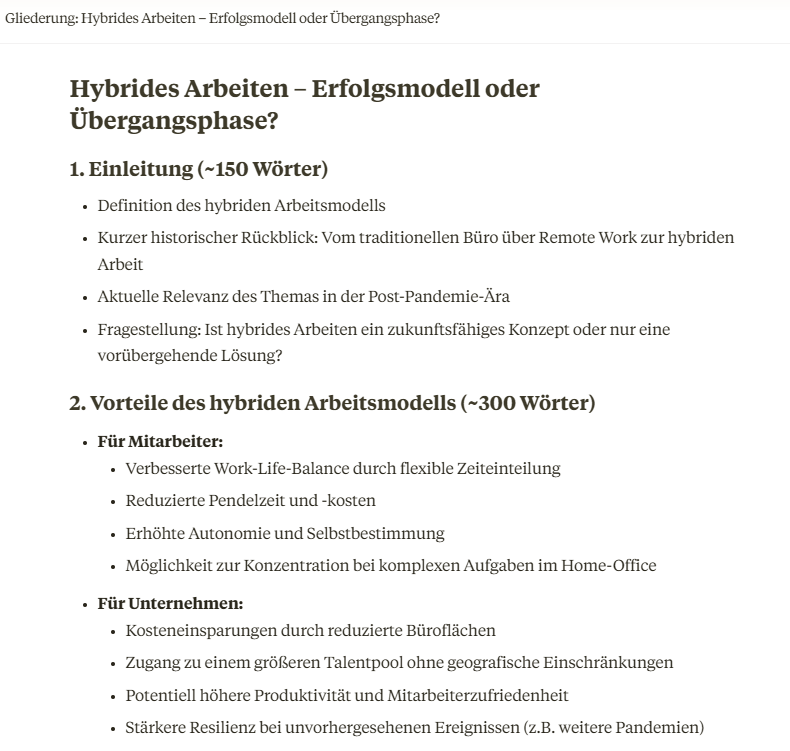 Erstelle eine Gliederung für einen 1.500 Wörter langen Blogartikel zum Thema 'Hybrides Arbeiten – Erfolgsmodell oder Übergangsphase?'. Der Artikel soll sowohl auf die Vorteile als auch auf Herausforderungen eingehen und konkrete Tipps für Führungskräfte bieten. Gib bitte auch 3 alternative Titel für den Artikel an